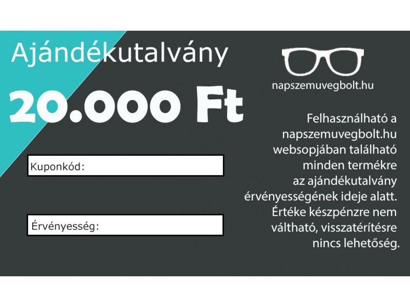 Ajándékutalvány 20 000 Ft – Napszemüvegbolt