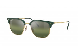 RAY-BAN RB4416 6655G4 NEW CLUBMASTER Green On Gold Silver/Green Polarised+ napszemüveg
