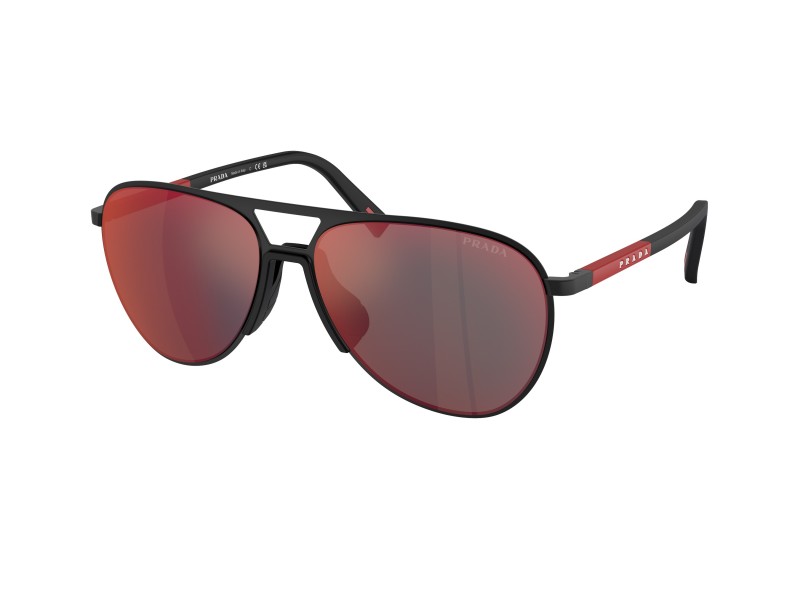 Prada Linea Rossa PS 53ZS fekete napszemüveg tükörkék/piros
