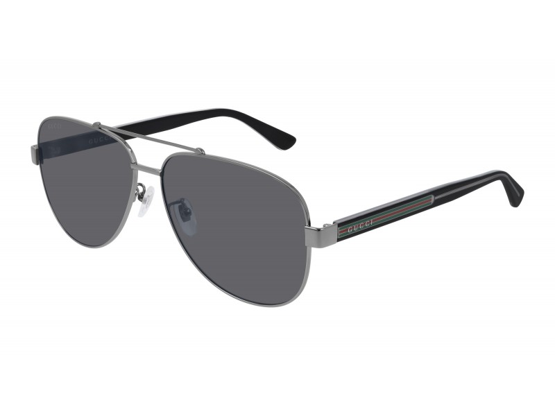 Gucci GG0528S 007 Shiny Ruthenium Solid Smoke Polar