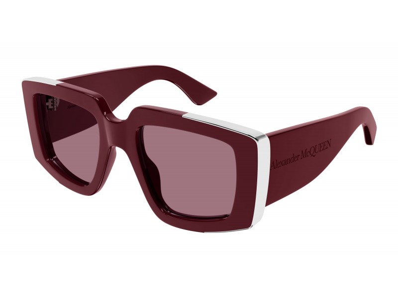Alexander McQueen AM0446S 003 ezüst-burgundi napszemüveg
