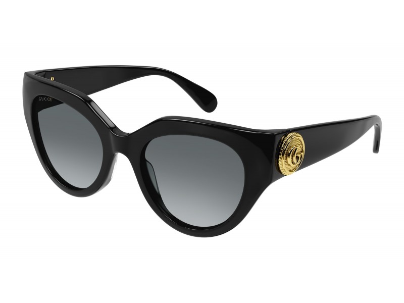 Gucci GG1408S 001 Shiny Black - gradient szürke lencse