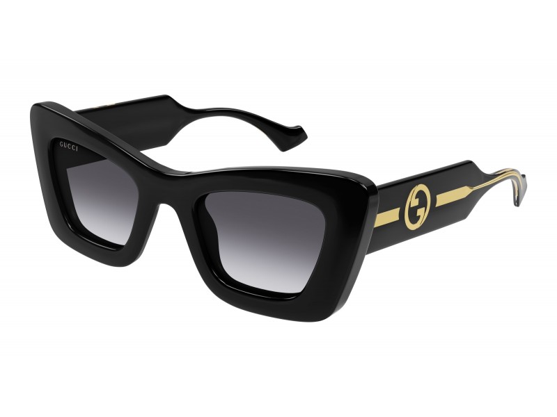 Gucci GG1552S 001 – Shiny Black, szürke gradient lencse