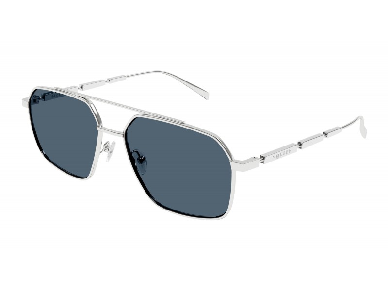 Alexander McQueen AM0477S 004 ezüst-kék férfi napszemüveg