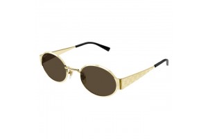 Gucci GG1854S 005 SHINY ENDURA GOLD WITH LASER GUCCISSIMA TEXTURE ON ENDPIECE BROWN napszemüveg