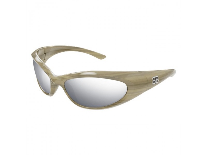 Balenciaga BB0384S - fényes elefántcsont keret, ezüst tükrös