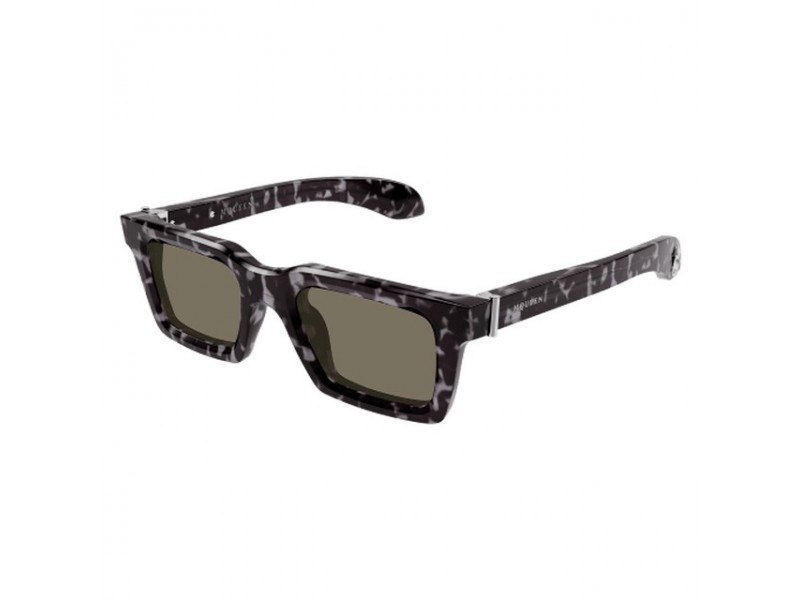 Alexander McQueen AM0506S — fényes szürke / havana barna