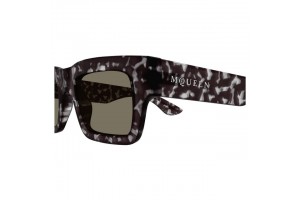 Alexander McQueen AM0508S 002 - Shiny Grey / Dark Havana