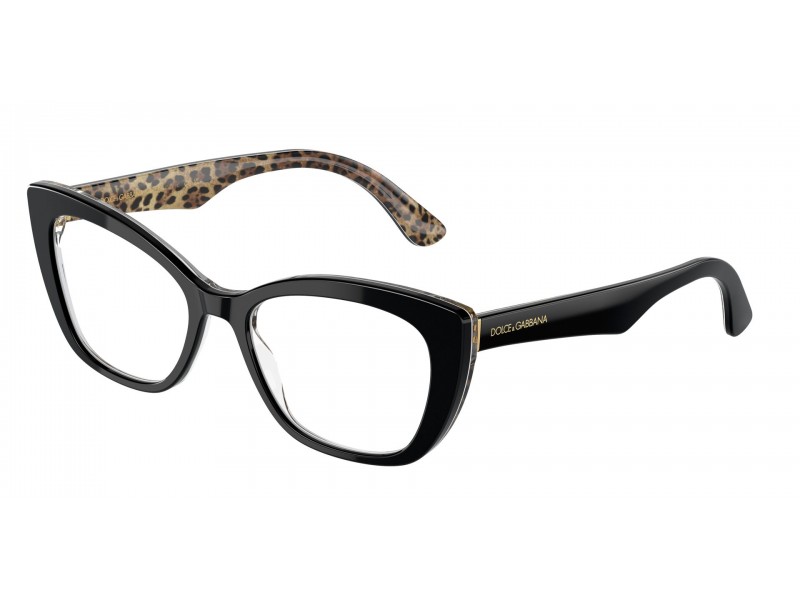 DOLCE & GABBANA DG3360 Black On Leo Brown