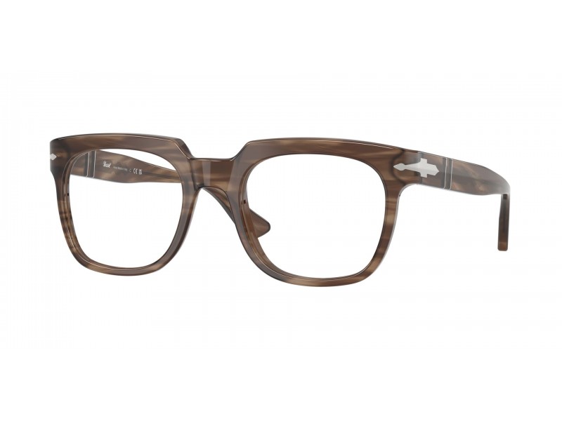 PERSOL PO3325V 1208 csíkos barna szemüveg (demo lencse)