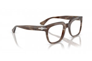 PERSOL PO3325V 1208 csíkos barna szemüveg (demo lencse)