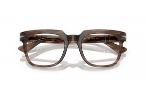 PERSOL PO3325V 1208 csíkos barna szemüveg (demo lencse)