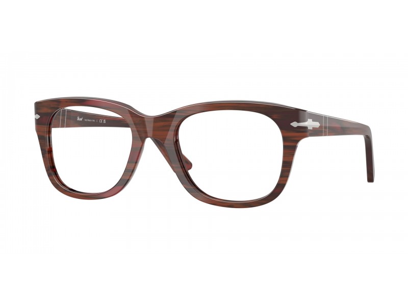 PERSOL PO3372V 1223 csíkos burgundy demo lencse