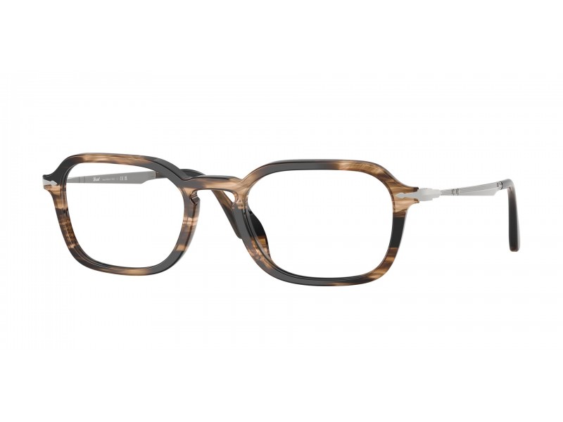 PERSOL PO3381V 1236 - csíkos keret, fekete/szürkésbarna