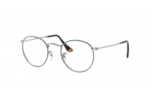 Ray-Ban RX3447V 2970 ROUND METAL Blue On Silver DEMO LENS szemüveg