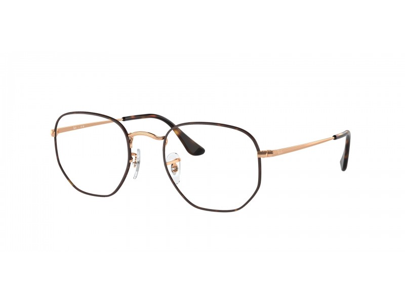 Ray-Ban RX6448 HEXAGONAL Havana on Rose Gold
