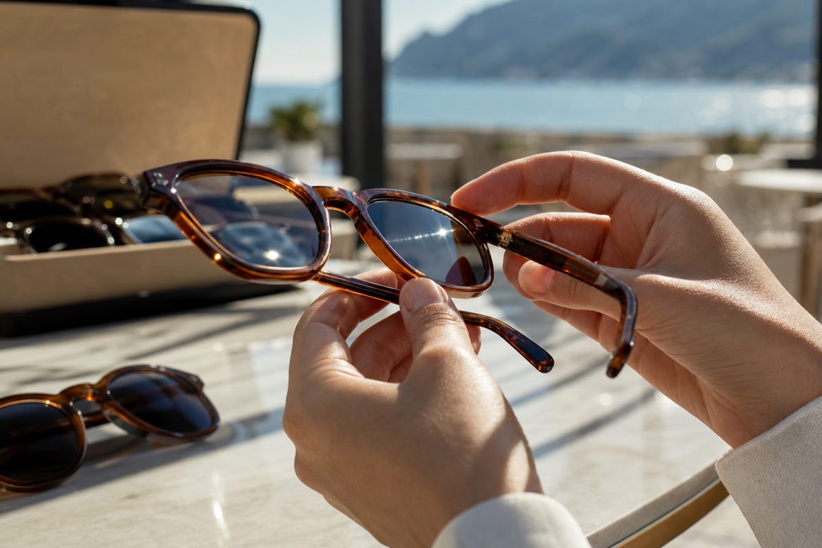 Eredeti Ray-Ban ellenőrzése lencse, szár és zsanér részletein