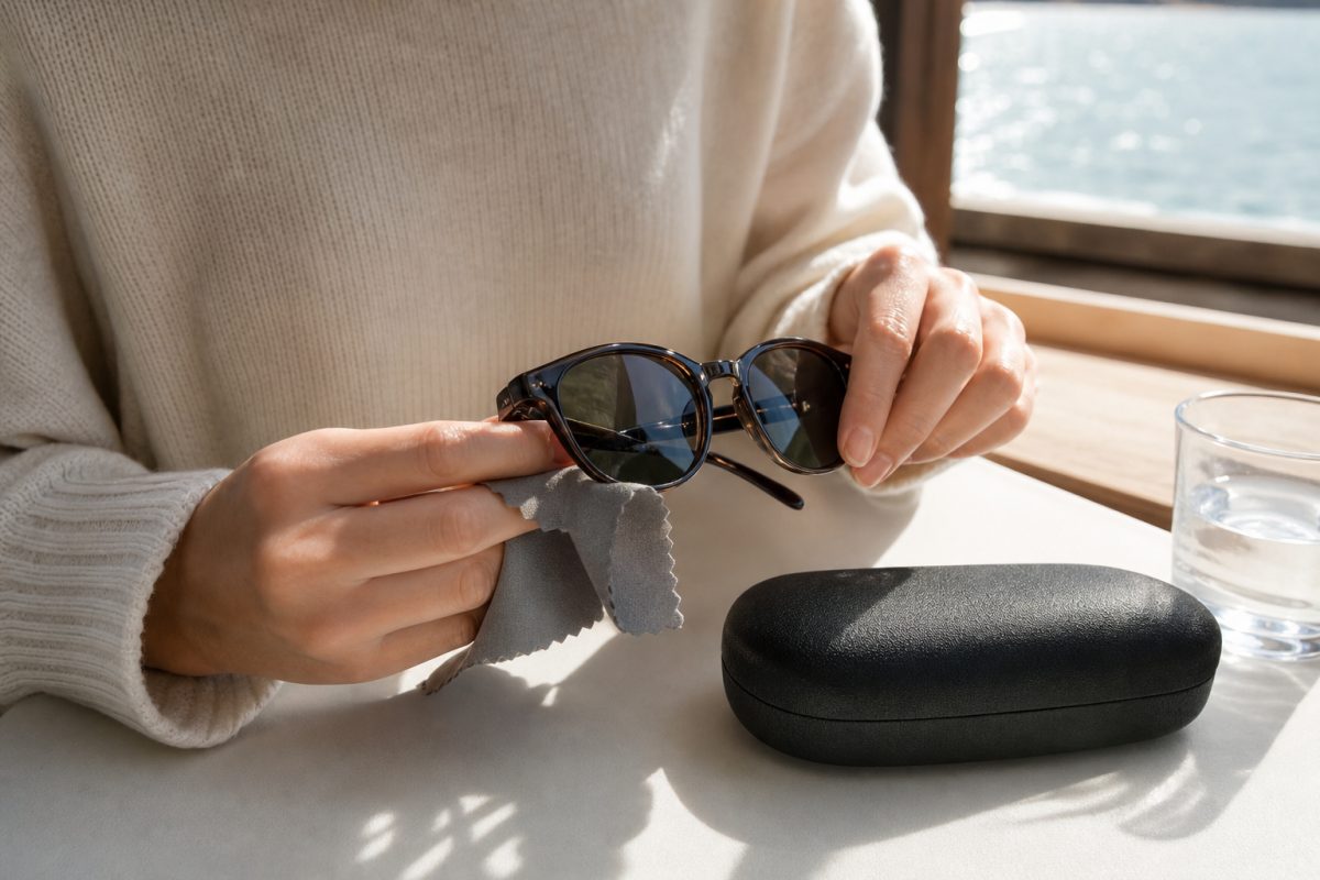 Maui Jim napszemüveg tisztítása mikroszálas kendővel