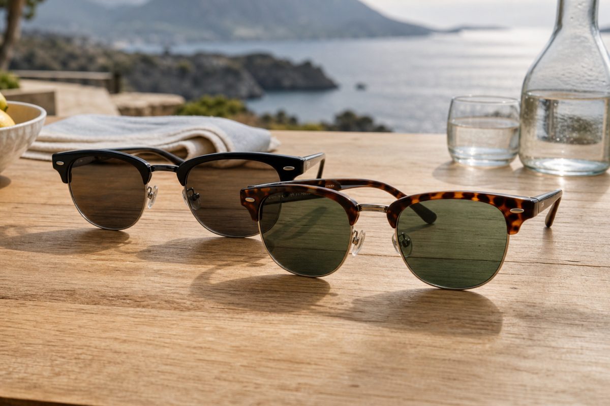 Ray-Ban Clubmaster jellegű fekete és teknőcmintás félkeretes napszemüvegek